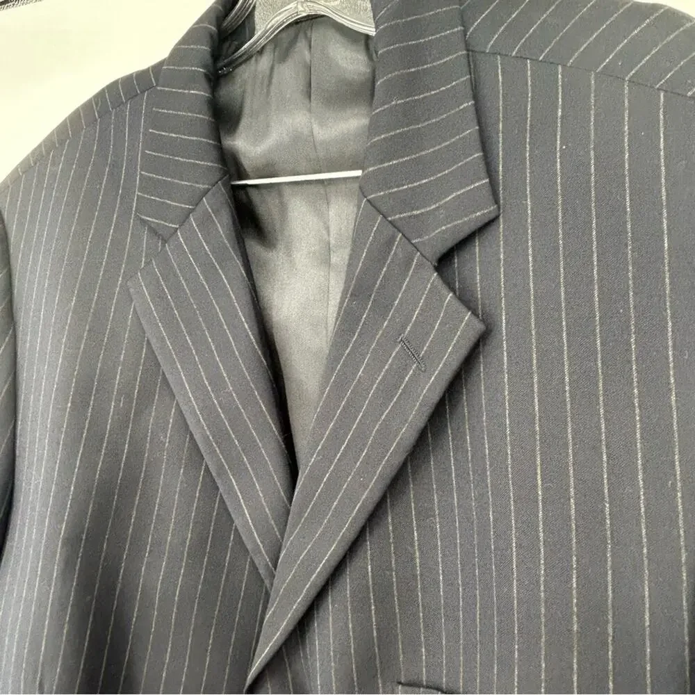 J.‎ CREW Navy Pinstripe Blazer Size 46R Business Casual 100% Wool